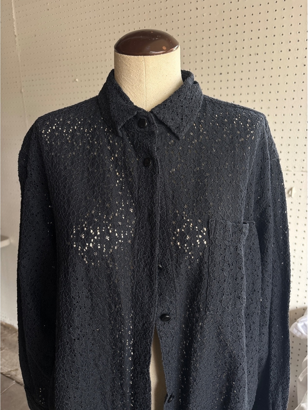 Jacque & KoKo Black Lace Button-Up Shirt Size 18/20